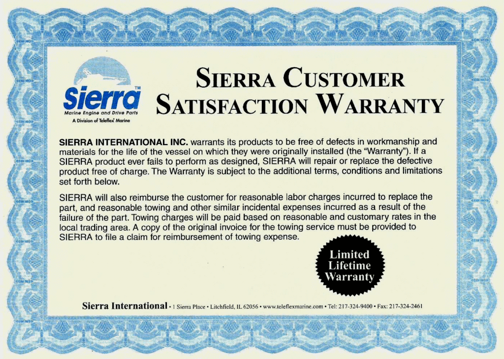 Sierra Customer Satisfaction Warranty