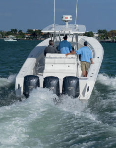 White Center Console with Three Yamaha Engines